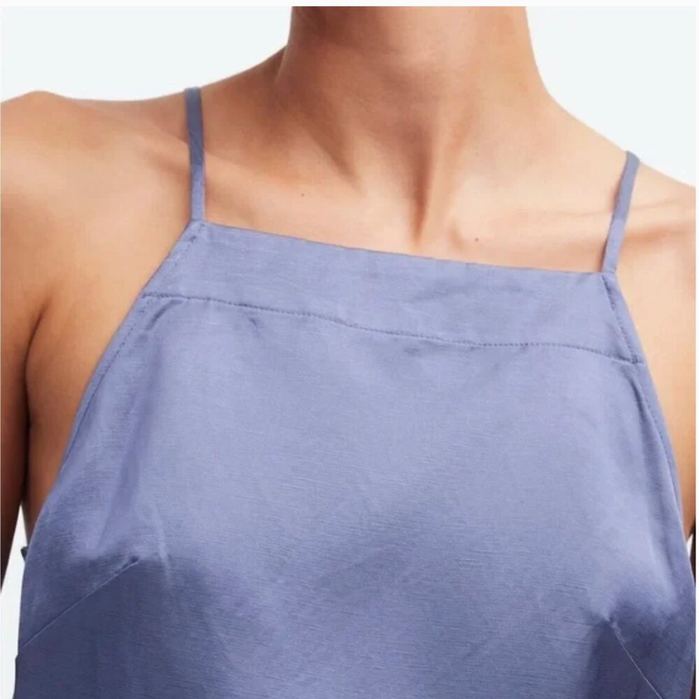 NWT Madewell High Neck Mini Dress in Blue Size 00 - Picture 2 of 4